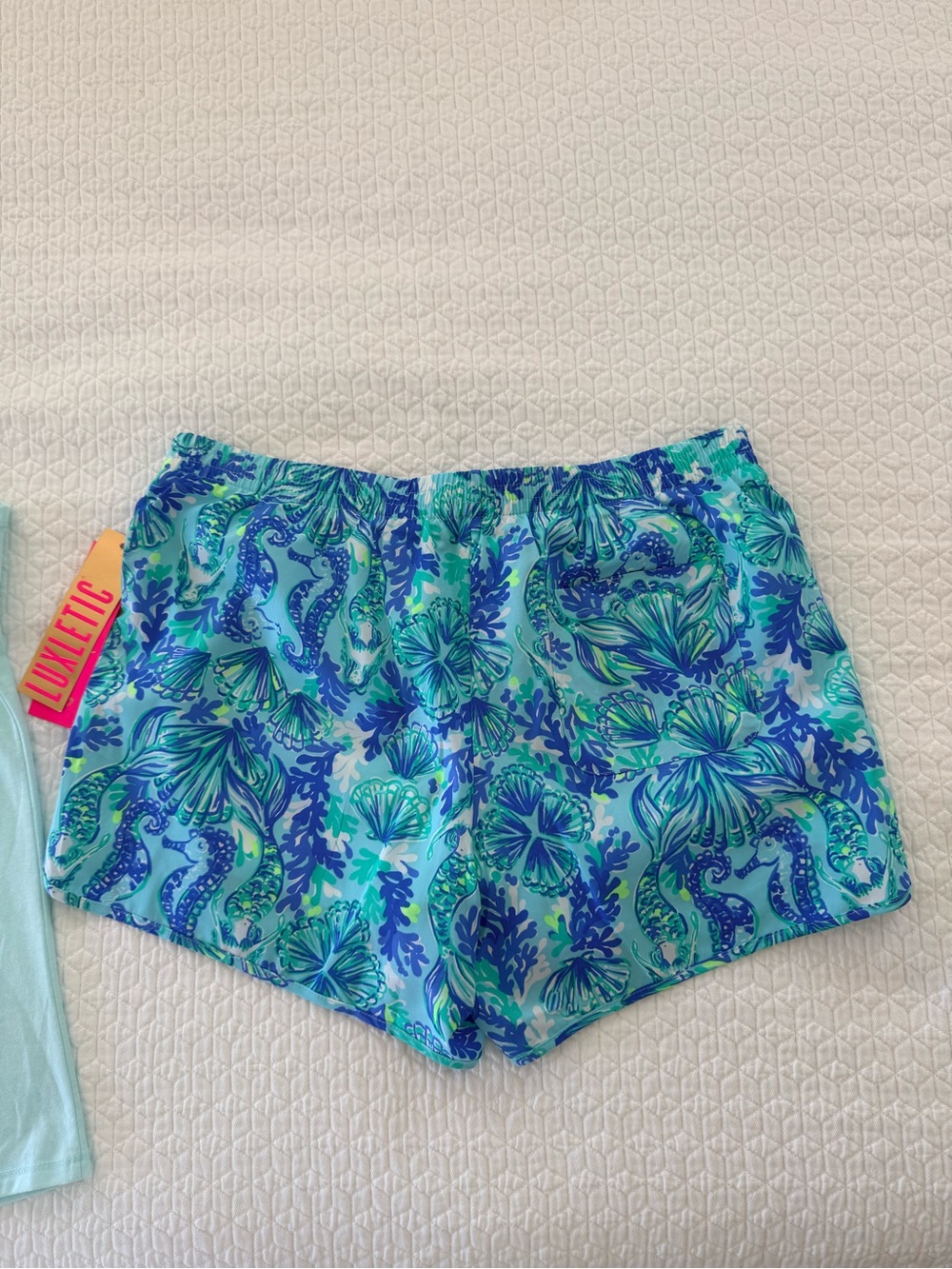 S- Lilly Pulitzer Seafoam Racerback Tank and M- Ocean Trail Shorts - Picture 5 of 12